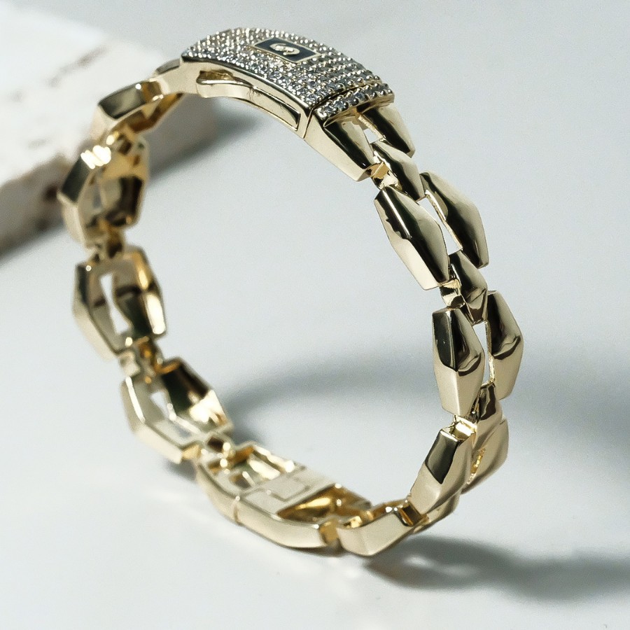 Unisex Cartoon Character Wristband In Copper With 18K Real Gold Electroplated Finish And Zircon Inlay 4