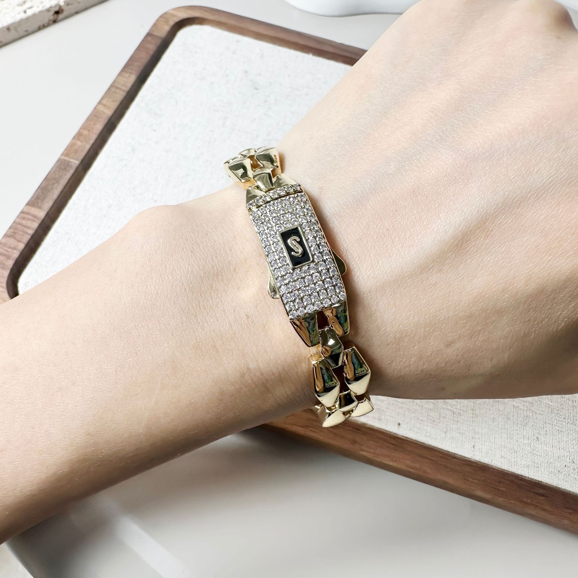 Unisex Cartoon Character Wristband In Copper With 18K Real Gold Electroplated Finish And Zircon Inlay 5
