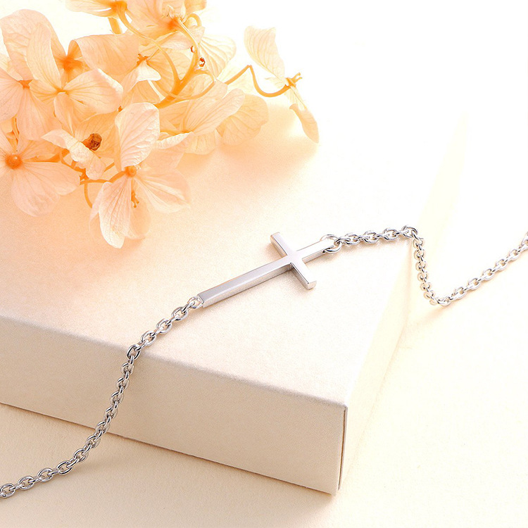 Unisex Cross Bracelet In Gold Electroplated Copper Featuring Simple Style Design 4