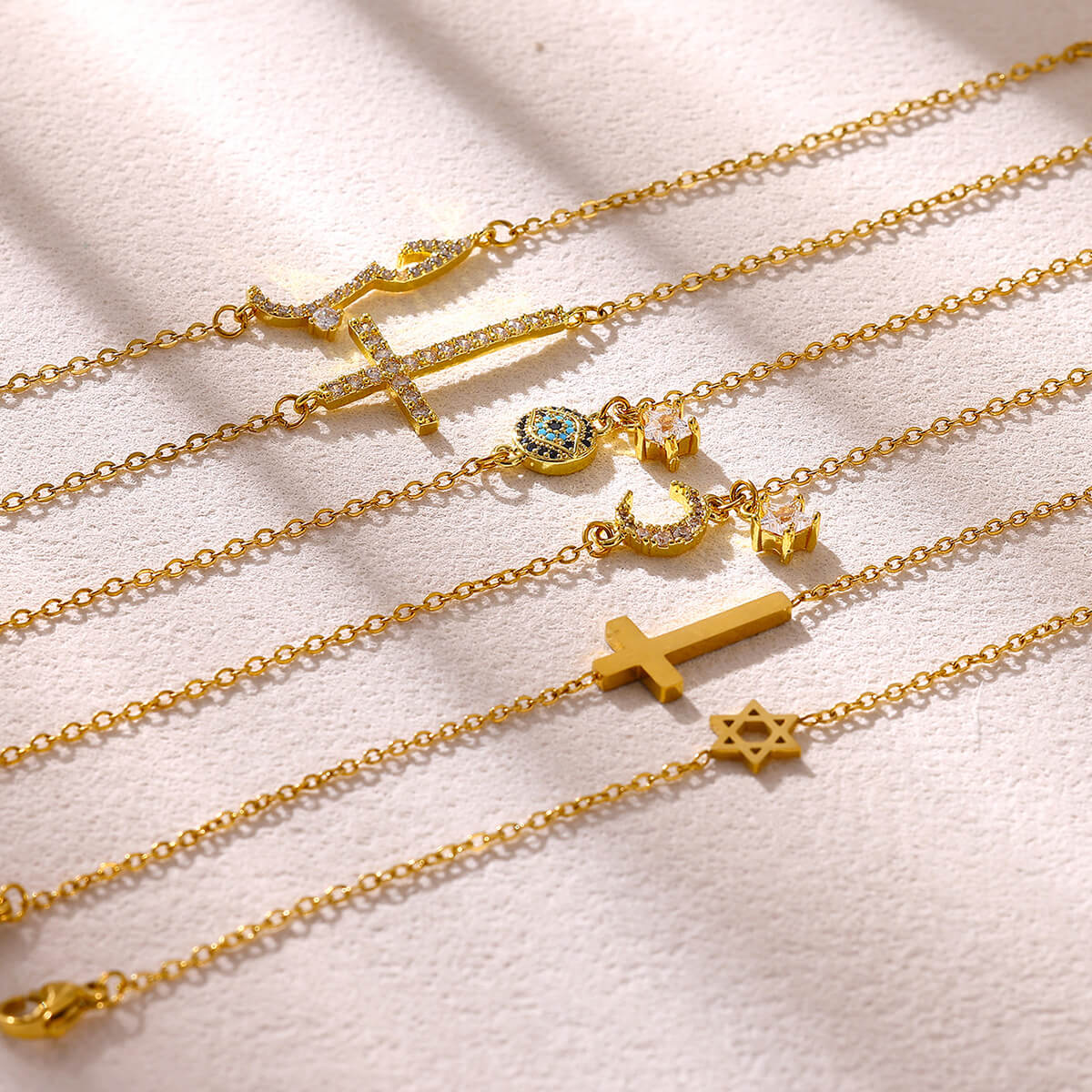 Unisex Cross Bracelet With Waterproof Non Tarnish Copper, 18K Real Gold Plated PVD Coated Cable Chain Featuring Zircon Inlay 2