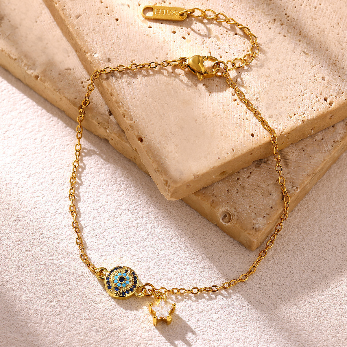 Unisex Cross Bracelet With Waterproof Non Tarnish Copper, 18K Real Gold Plated PVD Coated Cable Chain Featuring Zircon Inlay 4