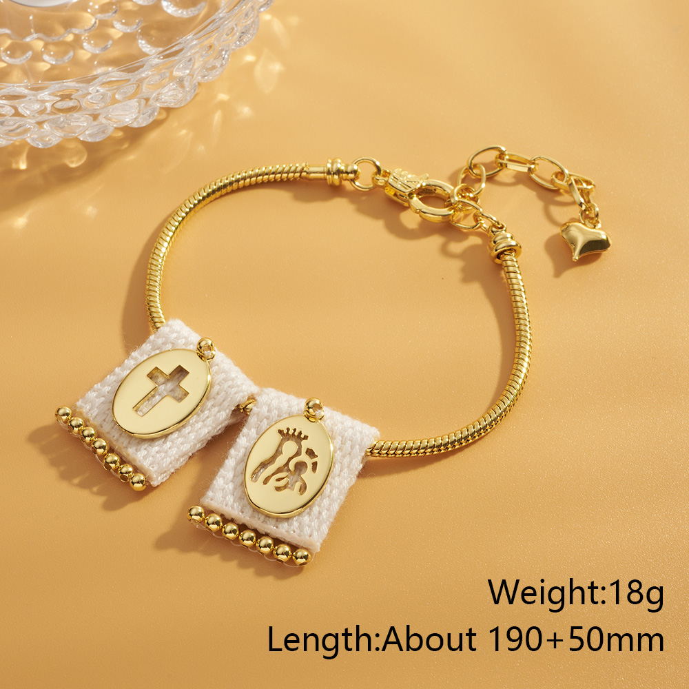 Unisex Cross Electroplated Polyester Bracelet With Long-Lasting Golden Plated Snake Chain 6