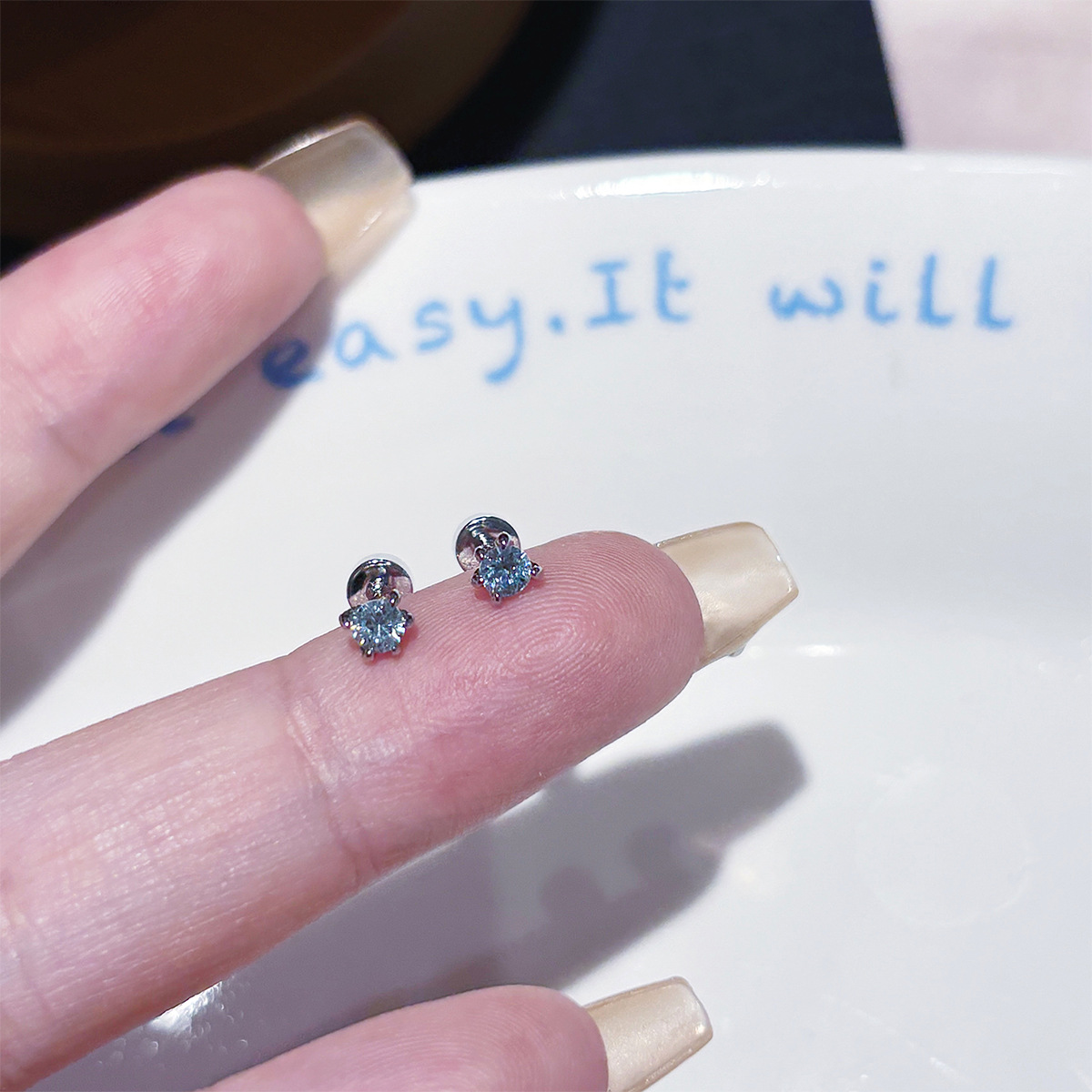 Sweet Unisex Dragon Stud Earrings In Titanium Steel With Zircon Inlay Featuring Flat Back Studs 3