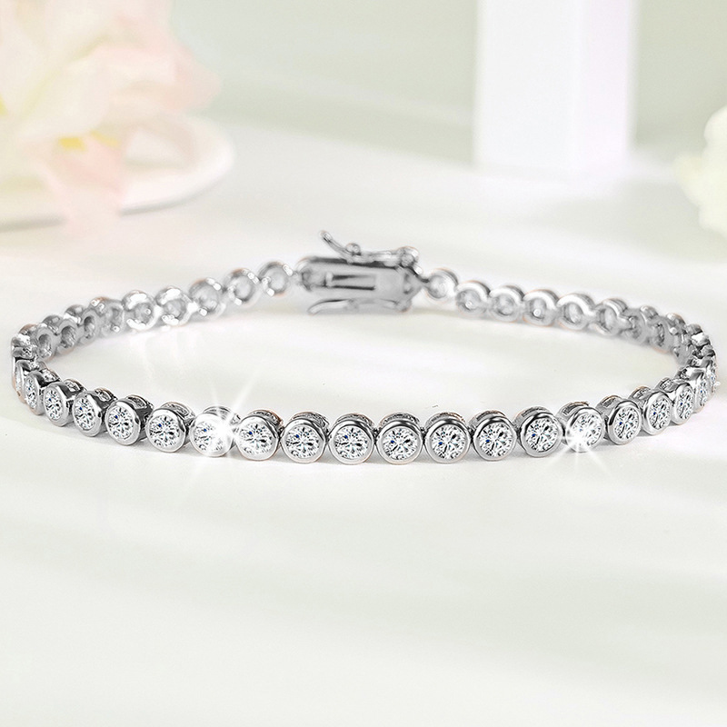 Unisex Foam Tennis Bracelet With Real Gold Plated Copper And Moissanite Inlay Featuring Electroplated Tennis Chain