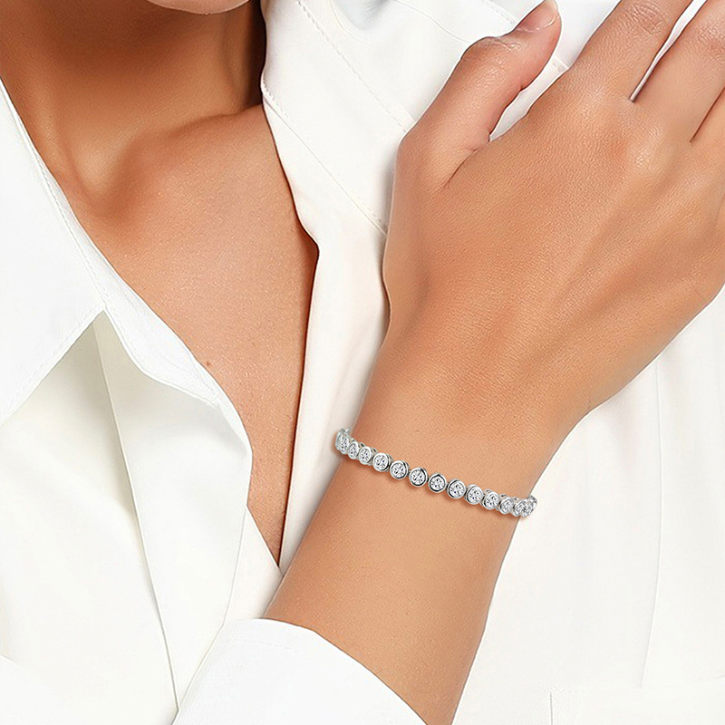 Unisex Foam Tennis Bracelet With Real Gold Plated Copper And Moissanite Inlay Featuring Electroplated Tennis Chain 4
