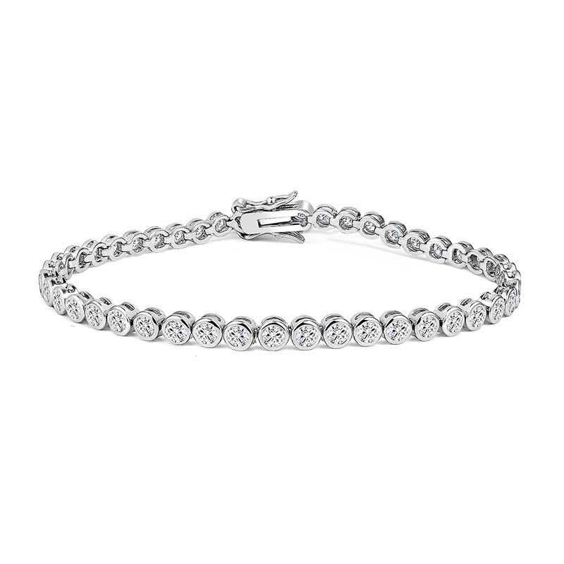 Unisex Foam Tennis Bracelet With Real Gold Plated Copper And Moissanite Inlay Featuring Electroplated Tennis Chain 5