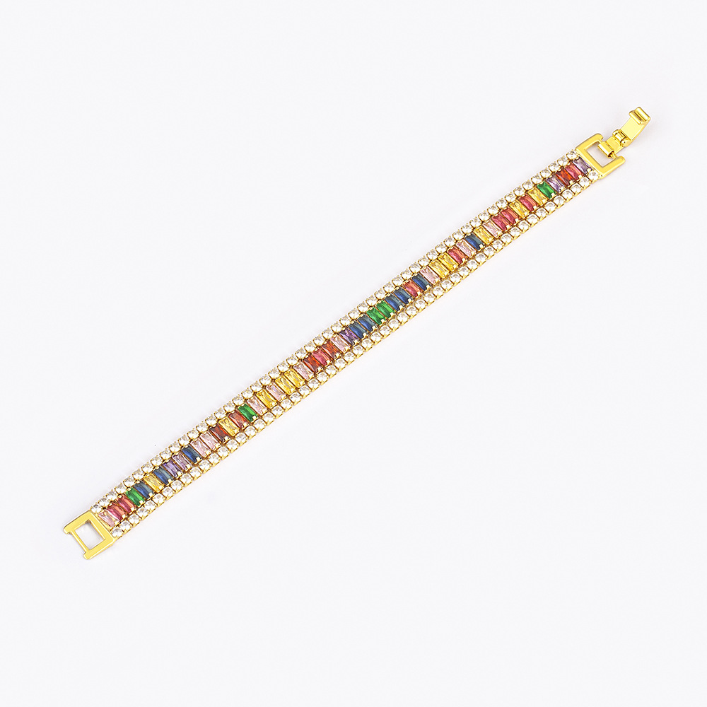 Unisex Geometric Copper Bracelet With 18K Real Gold Electroplated Finish And Zircon Inlay 5