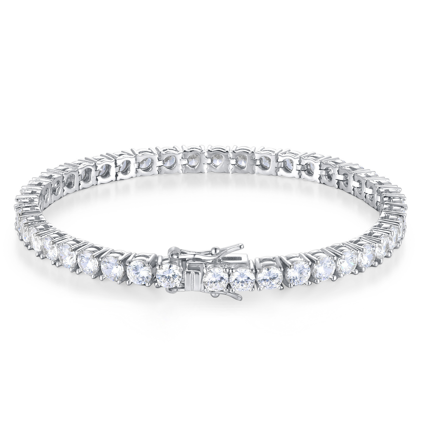 Unisex Geometric Tennis Bracelet With Electroplated Copper And Zircon Inlay Featuring Tennis Chain Design
