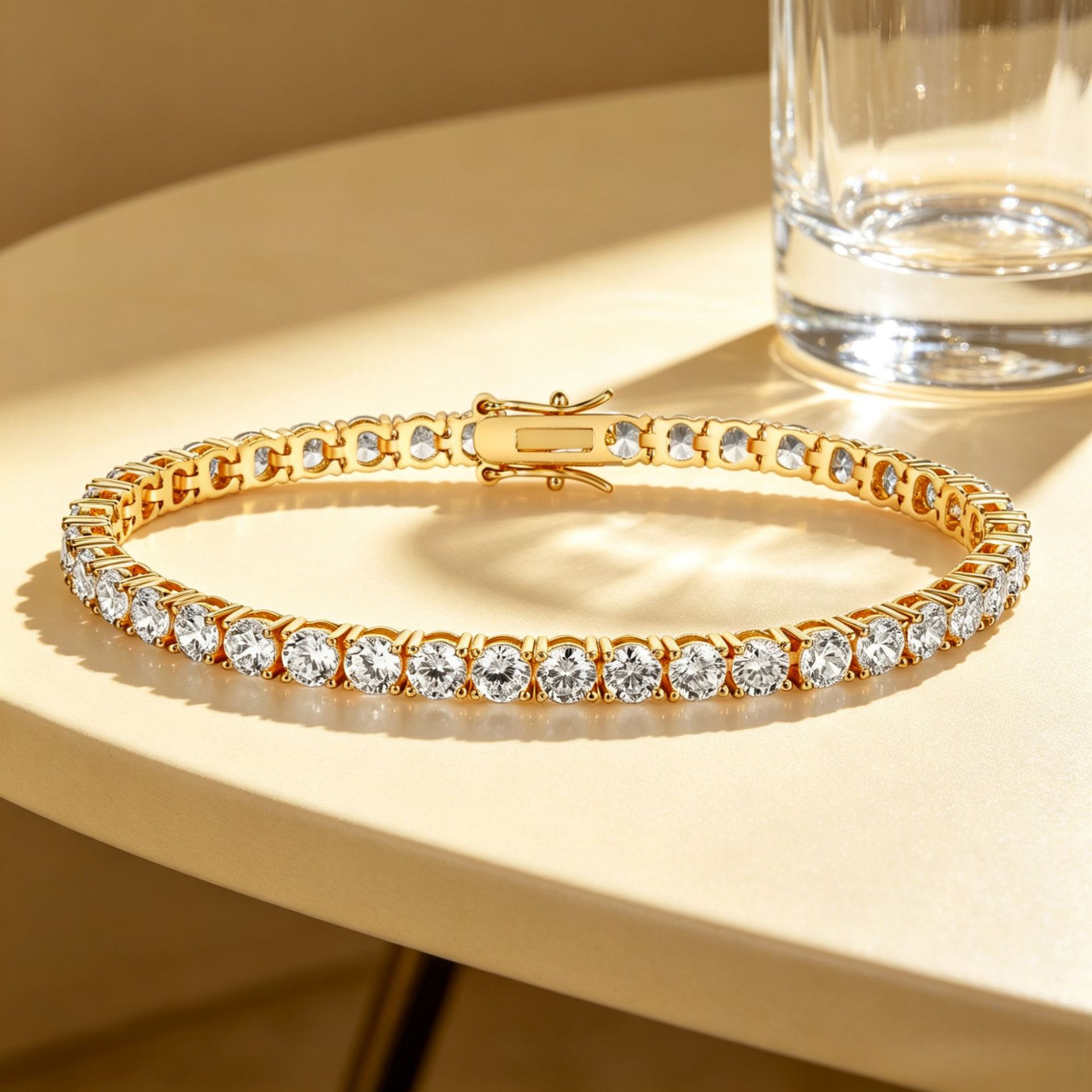 Unisex Geometric Tennis Bracelet With Electroplated Copper And Zircon Inlay Featuring Tennis Chain Design 2