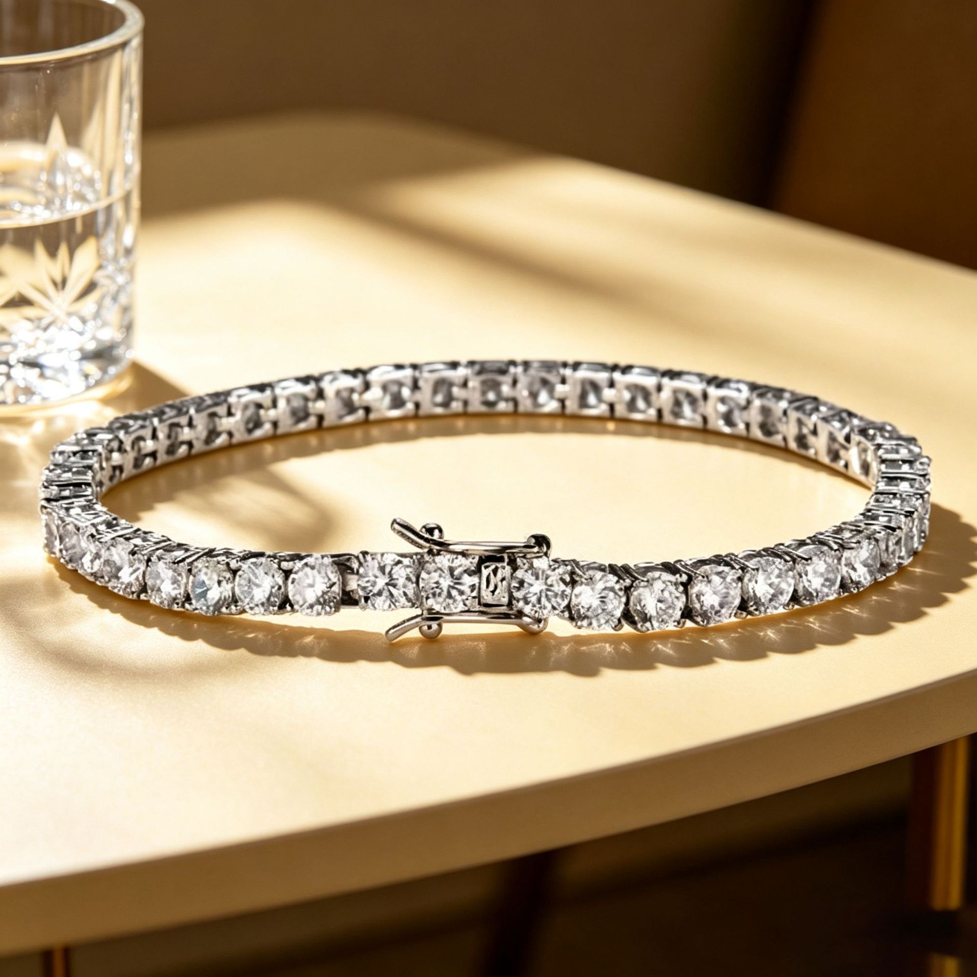 Unisex Geometric Tennis Bracelet With Electroplated Copper And Zircon Inlay Featuring Tennis Chain Design 3