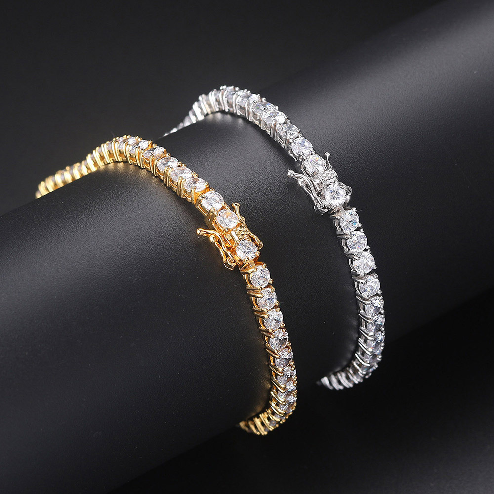 Unisex Geometric Tennis Bracelet With Electroplated Copper And Zircon Inlay Featuring Tennis Chain Design 4