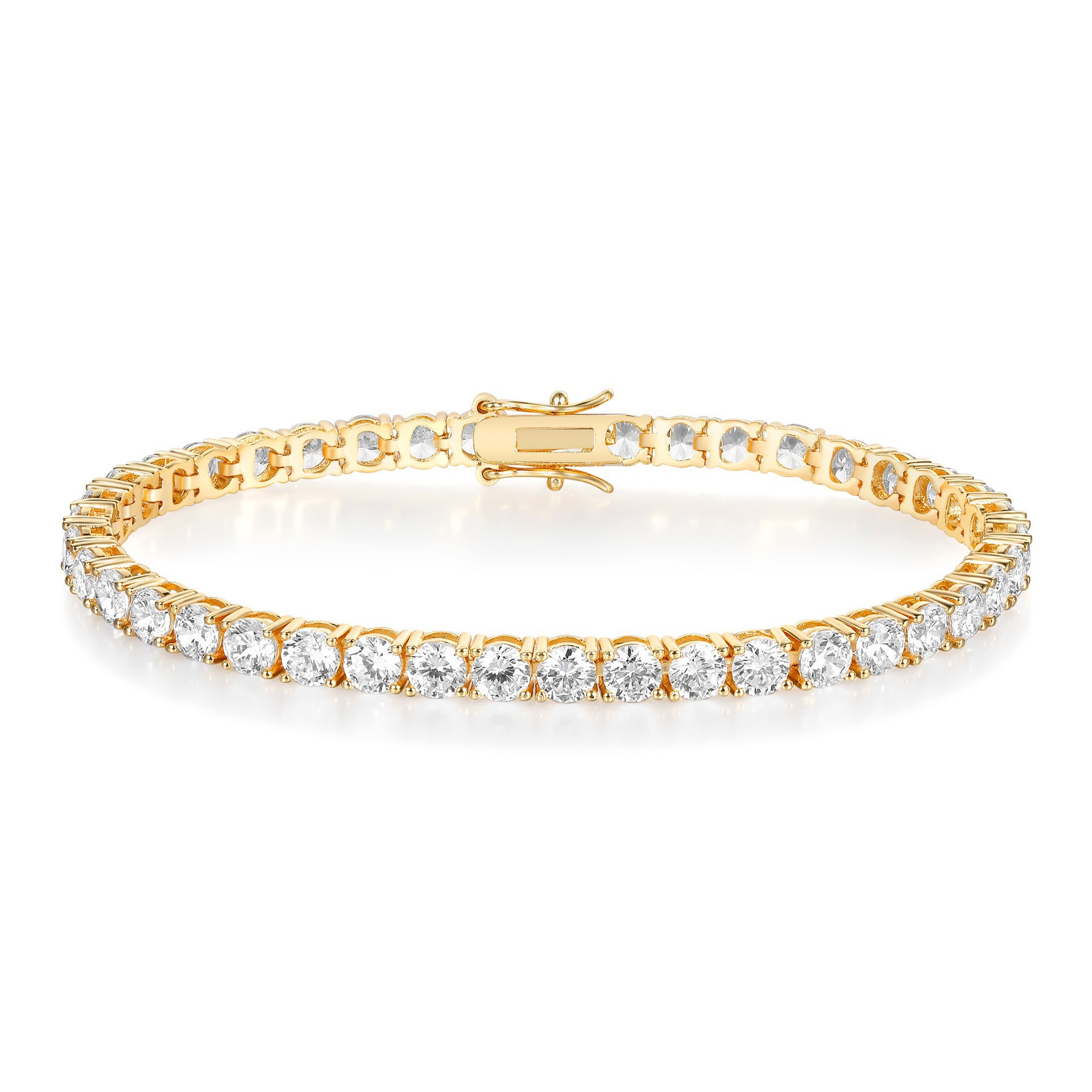 Unisex Geometric Tennis Bracelet With Electroplated Copper And Zircon Inlay Featuring Tennis Chain Design 5