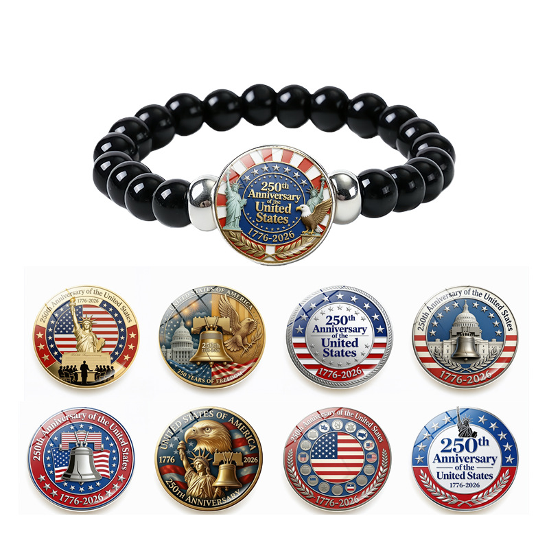 Unisex Glass Bracelets For American National Day Featuring Glass Inlay, Perfect For United States Celebration