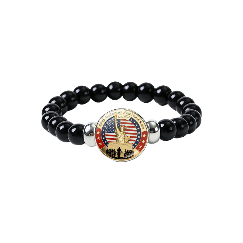 Unisex Glass Bracelets For American National Day Featuring Glass Inlay, Perfect For United States Celebration 2