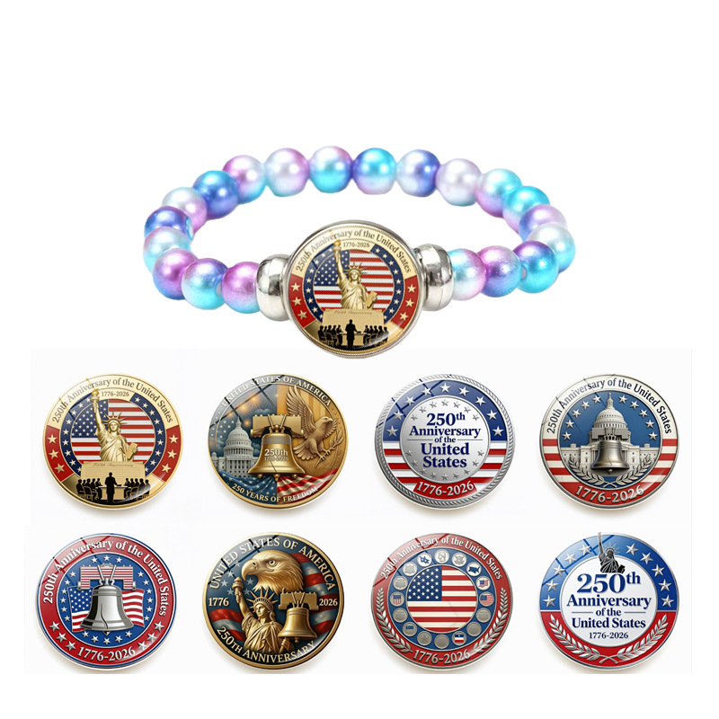 Unisex Glass Bracelets For American National Day Featuring Glass Inlay, Perfect For United States Celebration 3