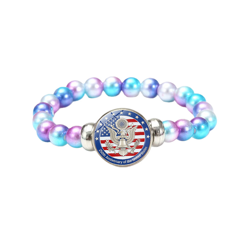 Unisex Glass Bracelets For American National Day Featuring Glass Inlay, Perfect For United States Celebration 4