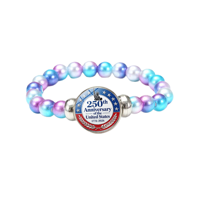 Unisex Glass Bracelets For American National Day Featuring Glass Inlay, Perfect For United States Celebration 5