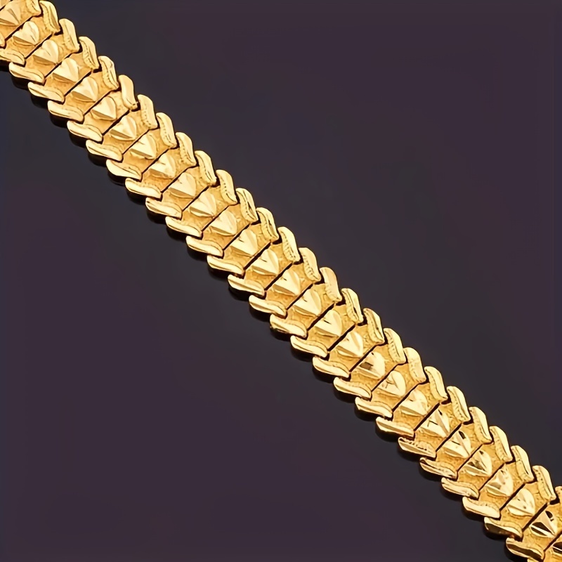 Unisex Heart Shape Asymmetrical Bracelet In Copper With 18K Real Gold Electroplated Plating And Thick Chain 6