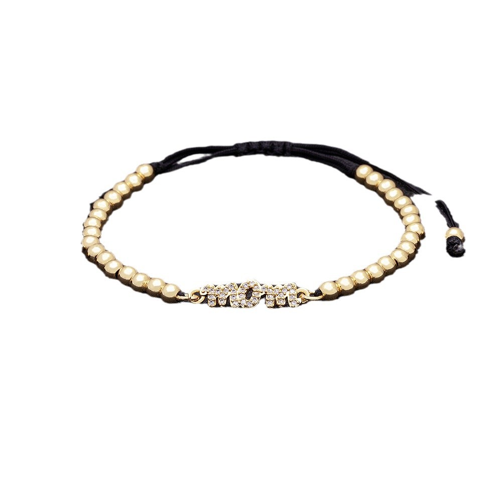 Unisex Heart Shape Beaded Bracelet With Slider Chain, 18K Real Gold Plated Copper And Zircon Inlay, Electroplated Finish 5