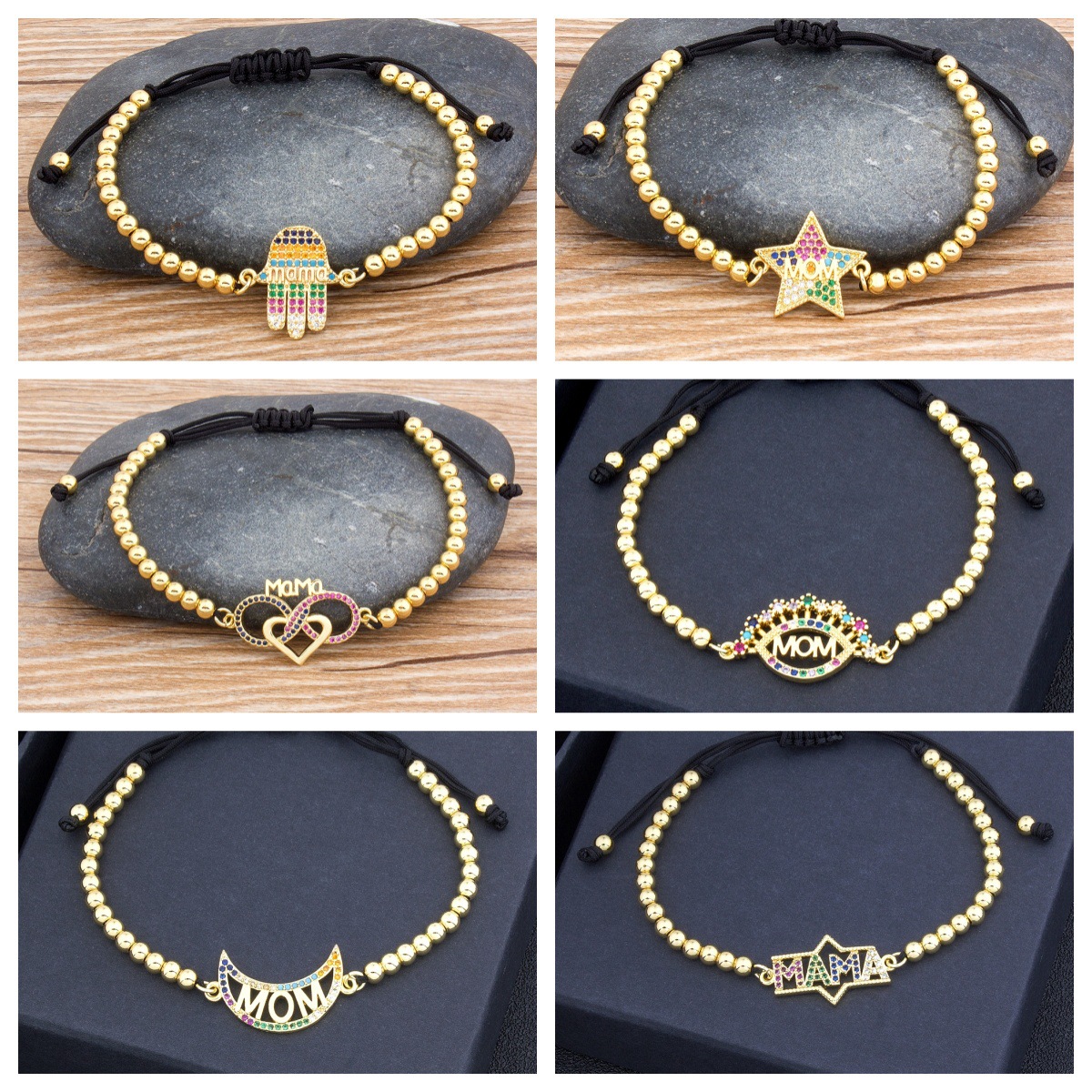 Unisex Palm Bracelet In Copper With 18K Real Gold Electroplated Finish Featuring Zircon Inlay