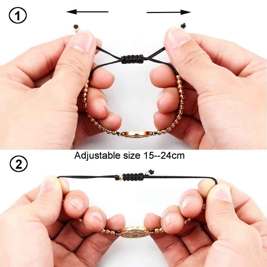 Unisex Palm Bracelet In Copper With 18K Real Gold Electroplated Finish Featuring Zircon Inlay 3