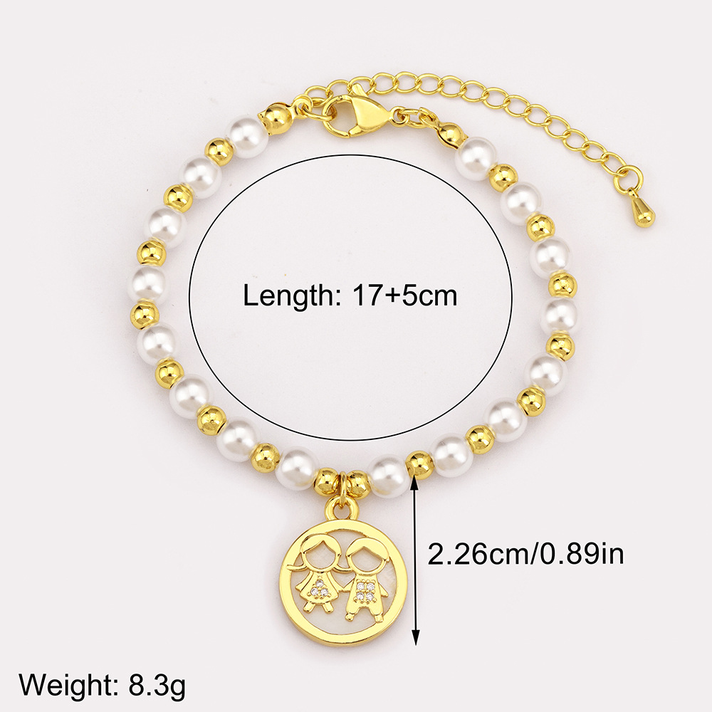 Unisex Pearl Bracelet Bangle Featuring Imitation Pearl Inlay With 18K Real Gold Electroplated Copper 2