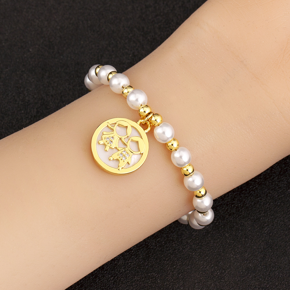Unisex Pearl Bracelet Bangle Featuring Imitation Pearl Inlay With 18K Real Gold Electroplated Copper 3