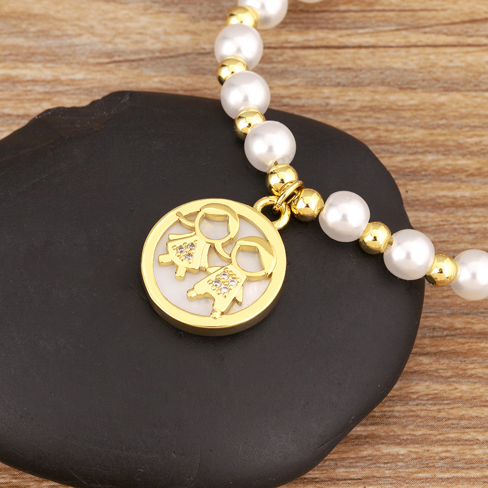 Unisex Pearl Bracelet Bangle Featuring Imitation Pearl Inlay With 18K Real Gold Electroplated Copper 4