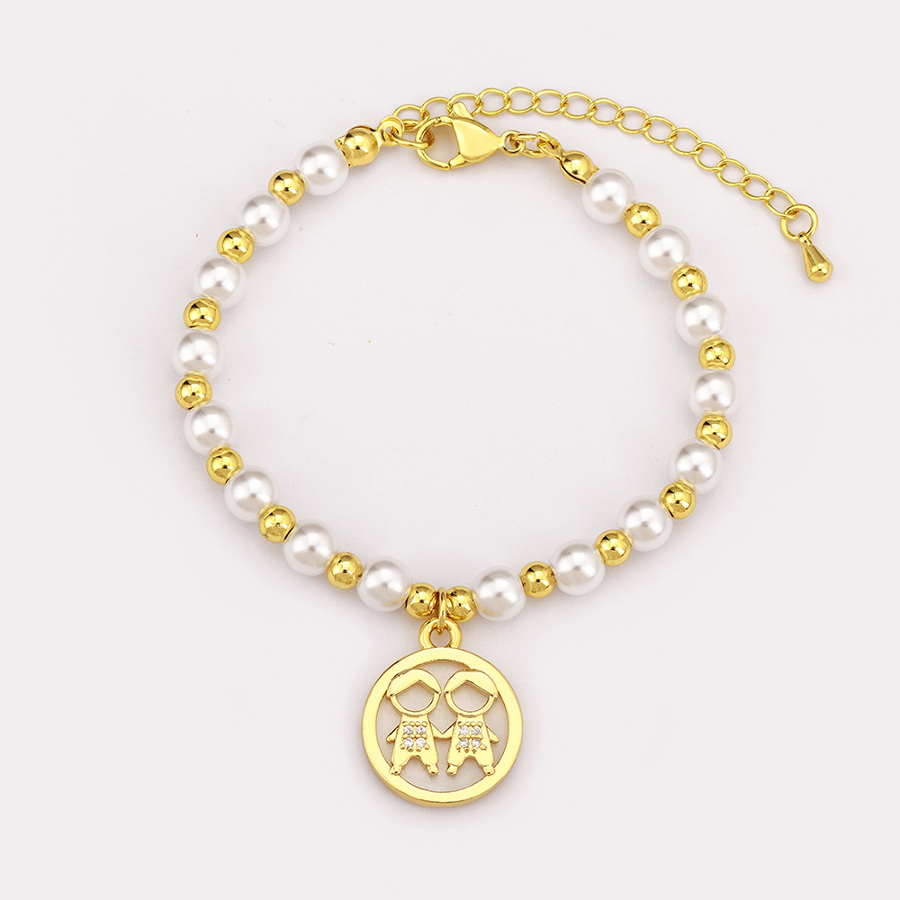 Unisex Pearl Bracelet Bangle Featuring Imitation Pearl Inlay With 18K Real Gold Electroplated Copper 5