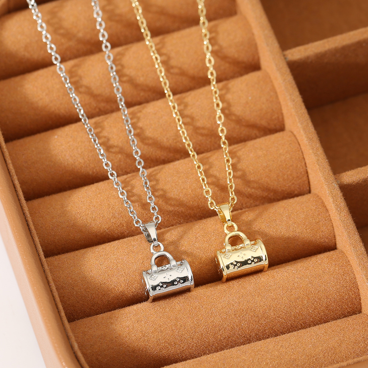 Unisex Pendant Necklace With Copper Pendant Featuring Rhinestones And Electroplated Gold Plating On A Cable Chain