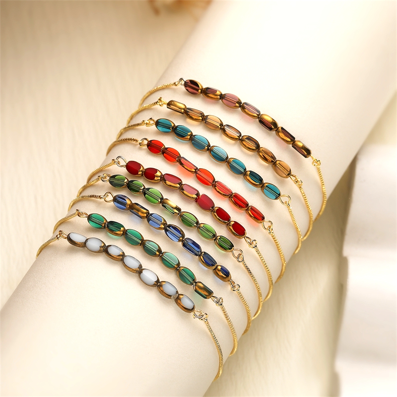 Unisex Pentagon Beading Bracelet With PVD Coated Copper And Real Gold Plated Finish, Featuring Artificial Crystal Inlay And Box Chain