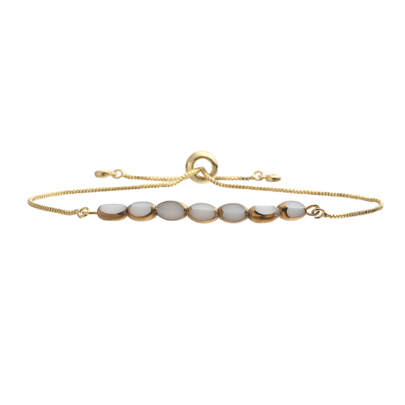 Unisex Pentagon Beading Bracelet With PVD Coated Copper And Real Gold Plated Finish, Featuring Artificial Crystal Inlay And Box Chain 3