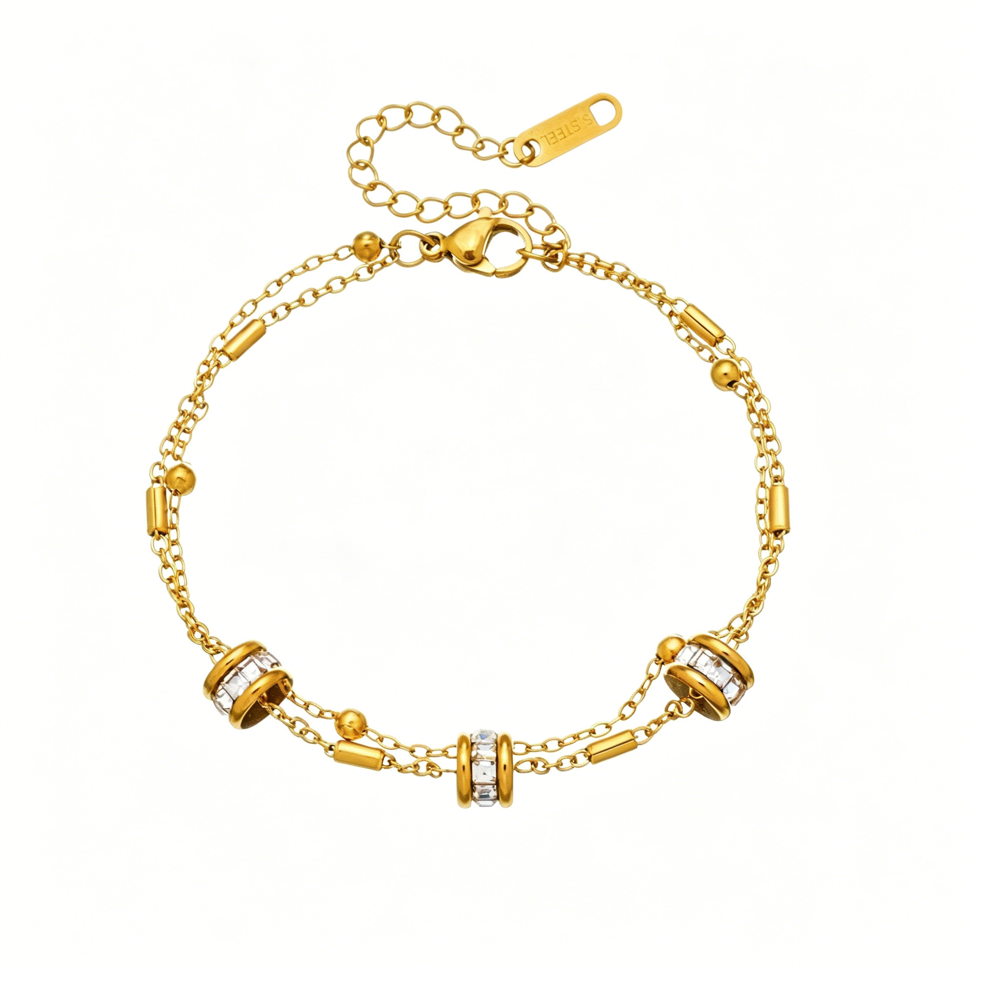 Unisex Rhombus Bracelet In 304 Stainless Steel With Electroplated Gold Plating, Perfect For Travel 5