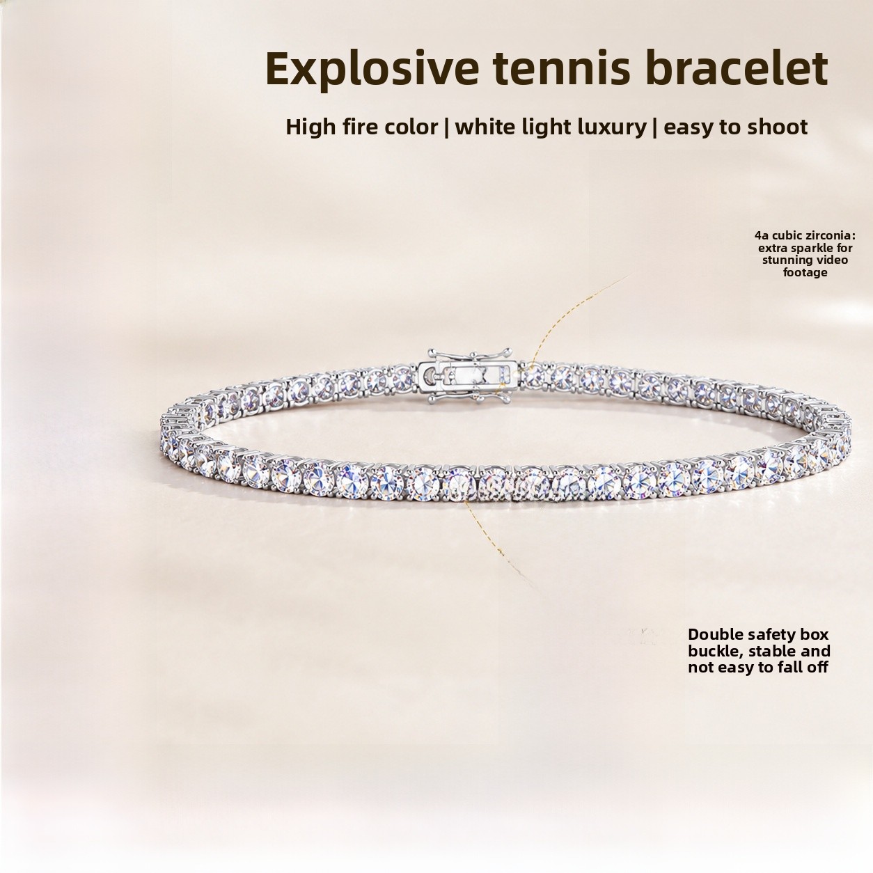 Unisex Rhombus Tennis Bracelet With 18K Real Gold Plated Copper And Zircon Bezel Setting On Tennis Chain