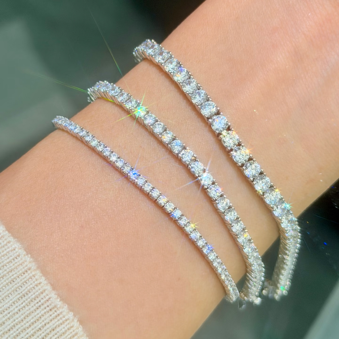 Unisex Rhombus Tennis Bracelet With 18K Real Gold Plated Copper And Zircon Bezel Setting On Tennis Chain 2