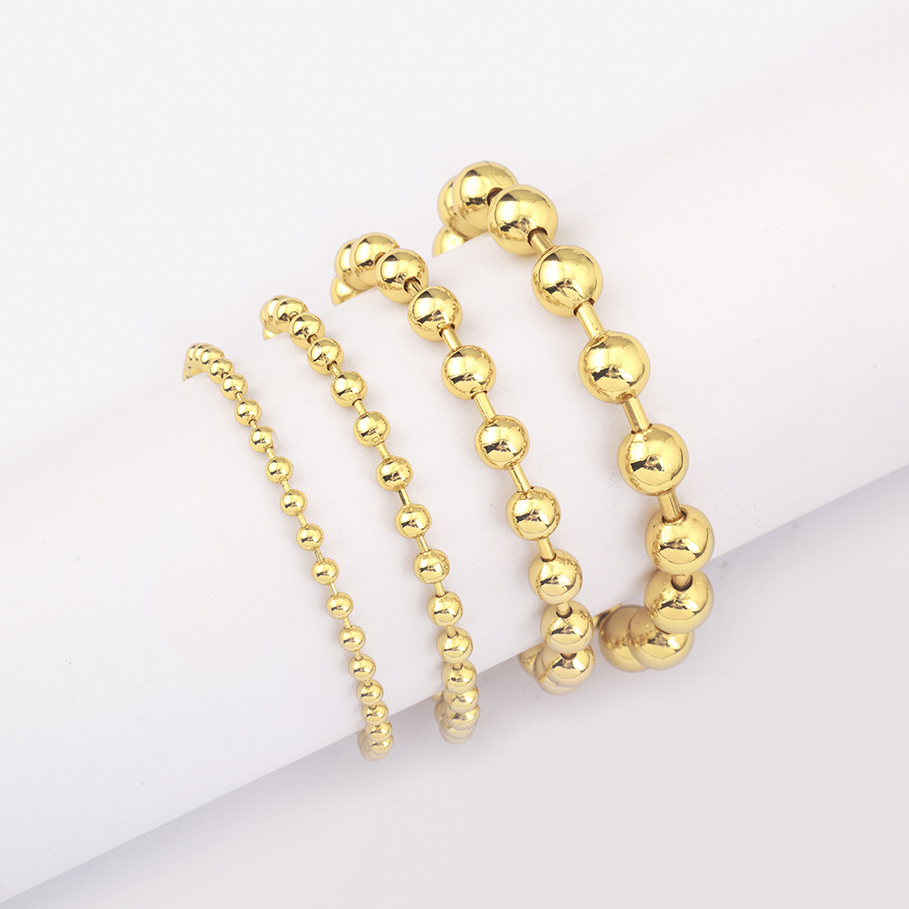 Unisex Round Waterproof Non Tarnish Copper Bracelets With 18K Real Gold Electroplated Plating