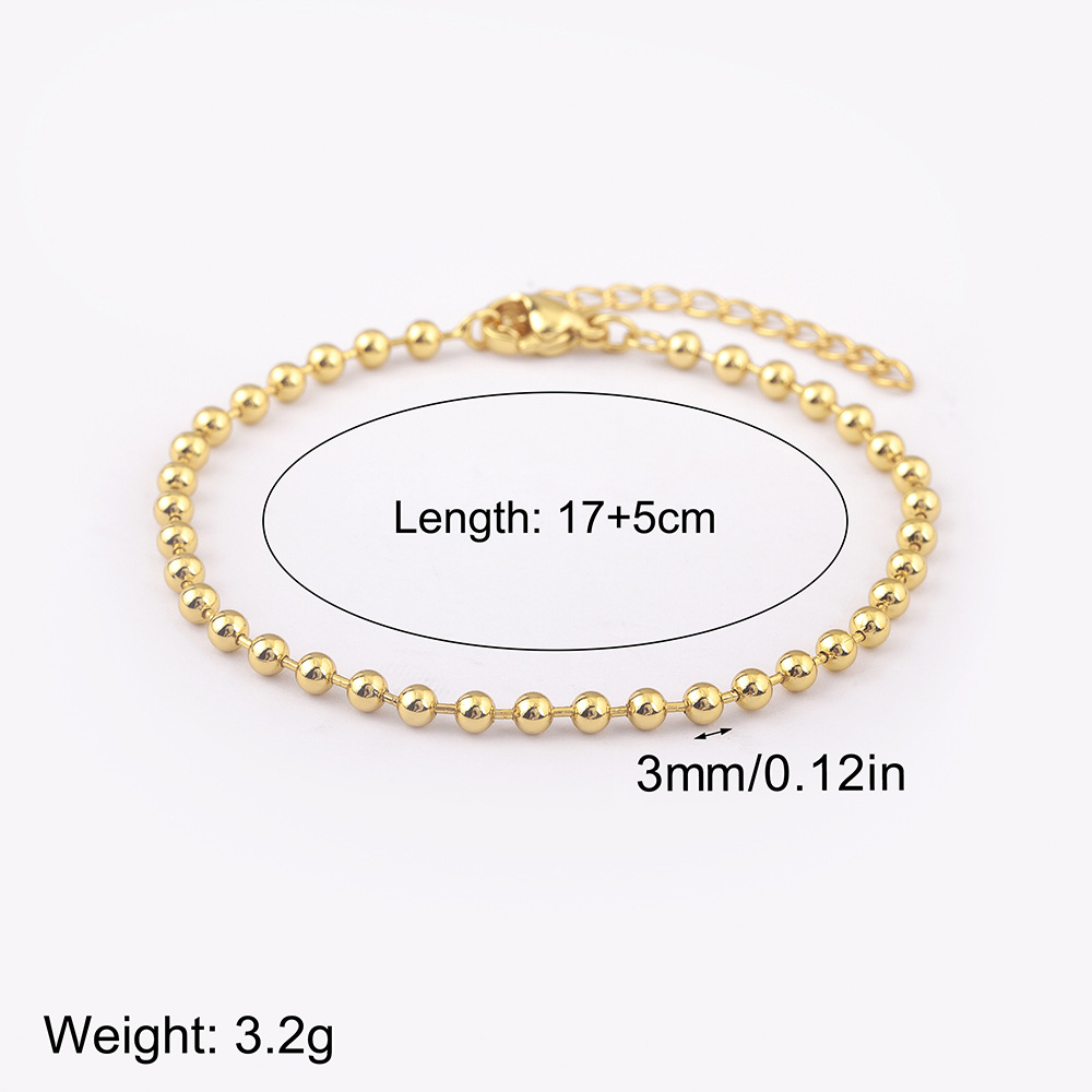 Unisex Round Waterproof Non Tarnish Copper Bracelets With 18K Real Gold Electroplated Plating 2