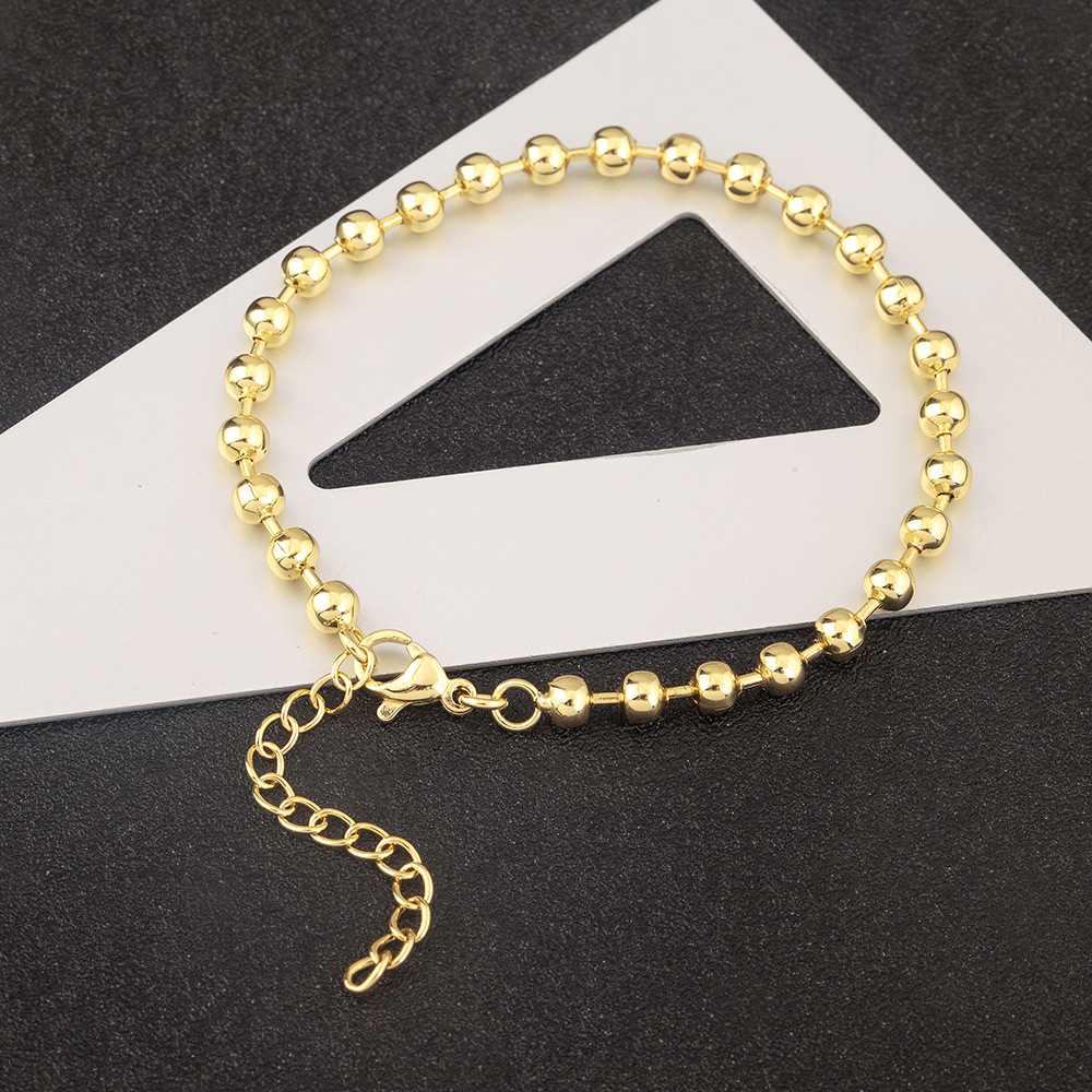 Unisex Round Waterproof Non Tarnish Copper Bracelets With 18K Real Gold Electroplated Plating 3