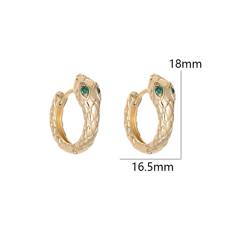 Unisex Snake Clip Earrings In Copper With 14K Real Gold Plated Electroplated Finish Featuring Artificial Gemstones 4