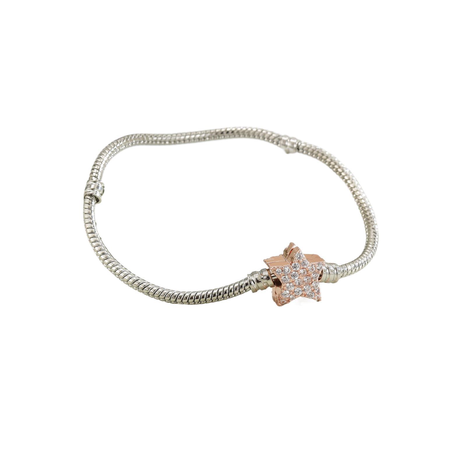 Unisex Star Bracelet With Real Gold Plated Copper And Rhinestones, Featuring A Snake Chain And Electroplated Finish 5