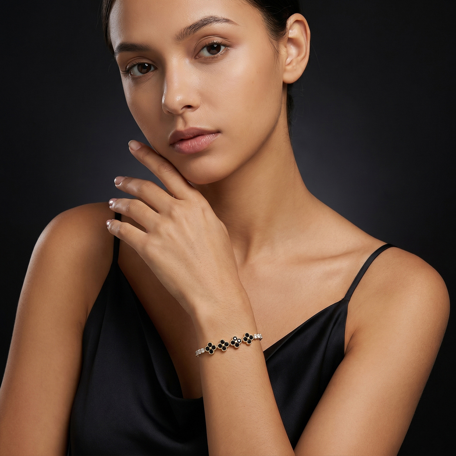 Lucky Heart Unisex Tennis Bracelet With 22K Real Gold Plated Copper And Zircon Inlay Featuring Electroplated Tennis Chain