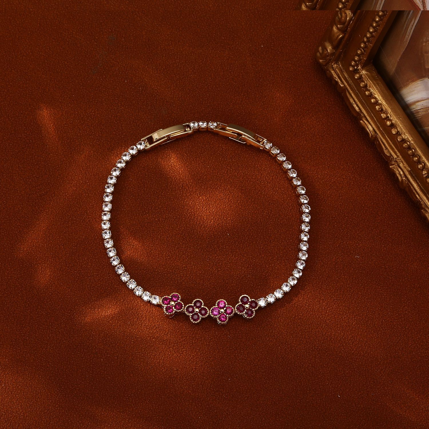 Lucky Heart Unisex Tennis Bracelet With 22K Real Gold Plated Copper And Zircon Inlay Featuring Electroplated Tennis Chain 2