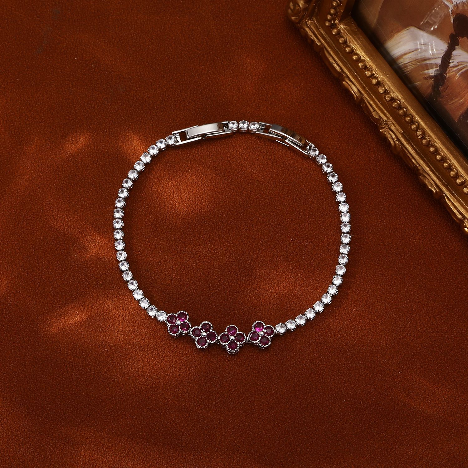 Lucky Heart Unisex Tennis Bracelet With 22K Real Gold Plated Copper And Zircon Inlay Featuring Electroplated Tennis Chain 4