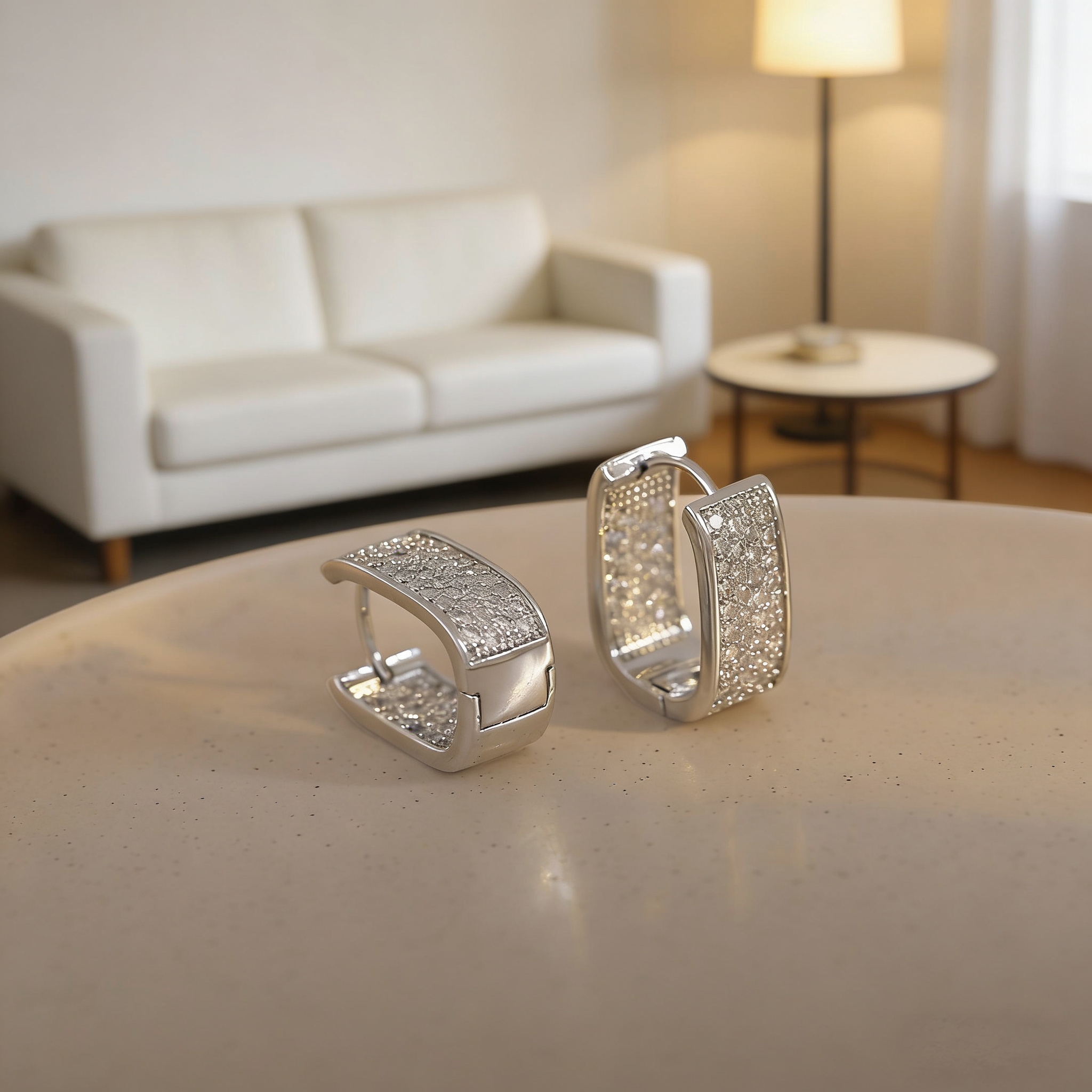 Unisex Three-dimensional Square Earrings In Copper With White K Water Plating And Zircon Inlay 4