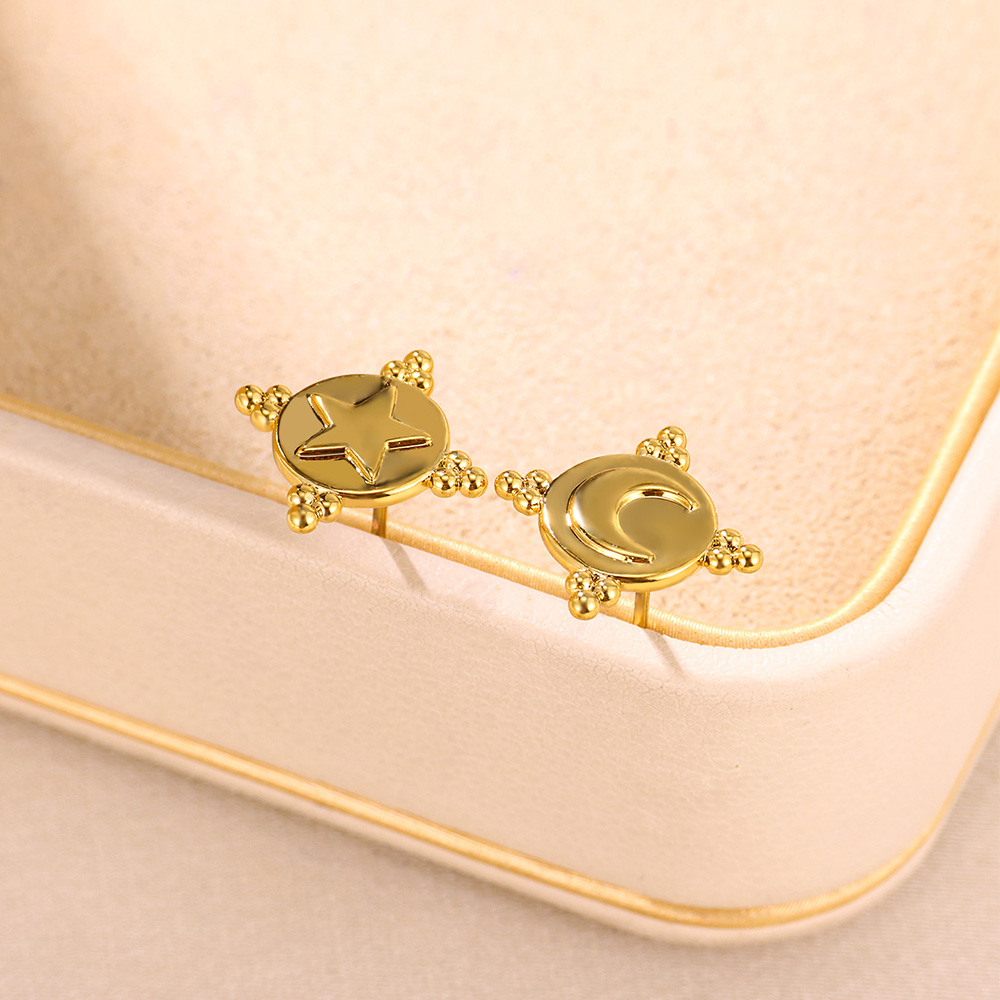 Unisex Two Tone Fruit Stud Earrings In Copper With 18K Real Gold Plated PVD Coating And Zircon Inlay 5