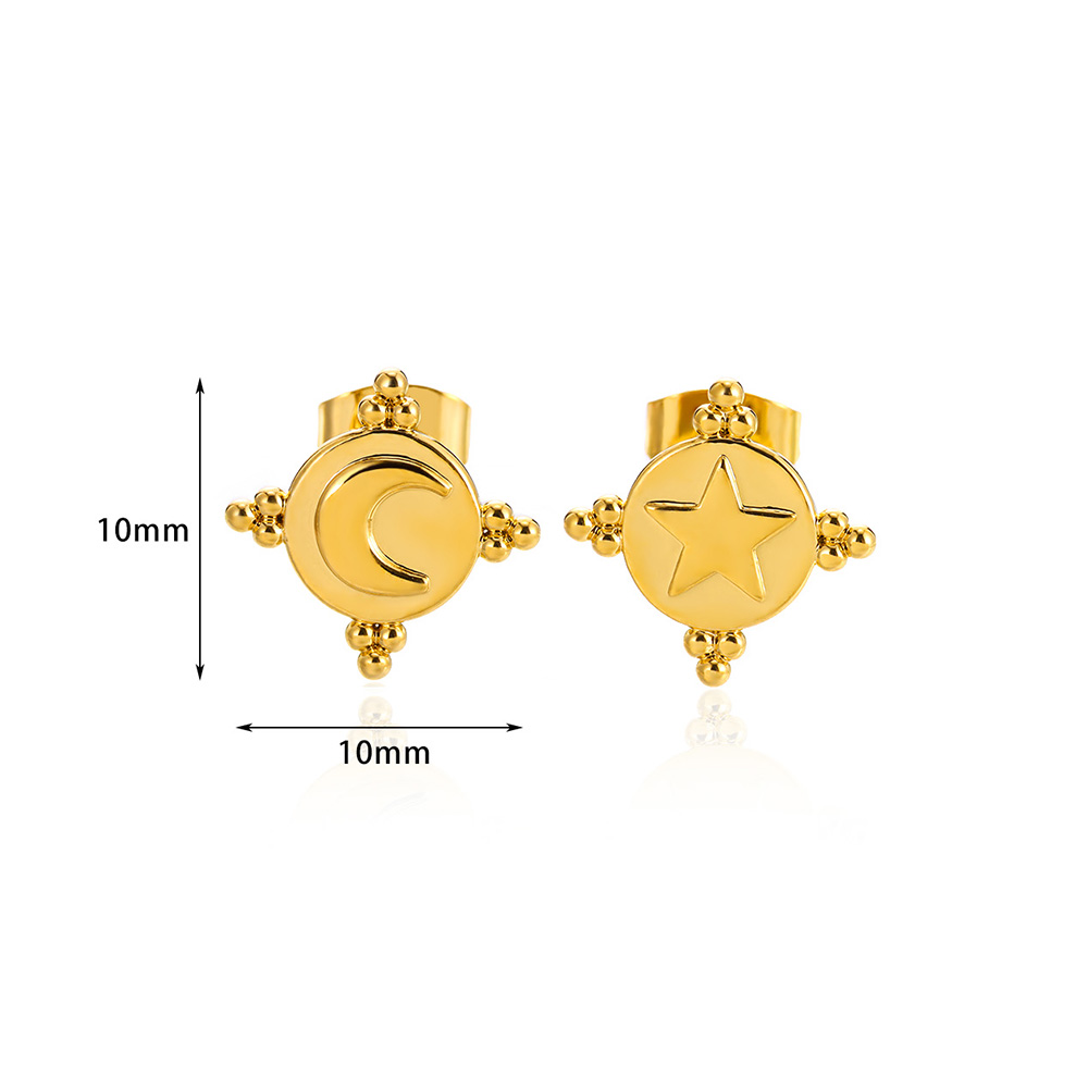 Unisex Two Tone Fruit Stud Earrings In Copper With 18K Real Gold Plated PVD Coating And Zircon Inlay 7
