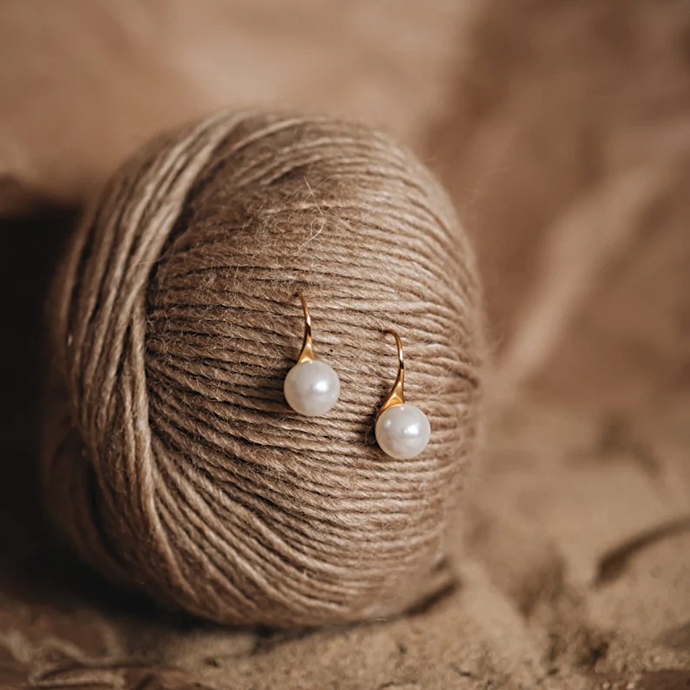 Unisex Water Droplets Earrings With Freshwater Pearl In Bezel Setting, Copper Base With 14K Real Gold Water Plating 6