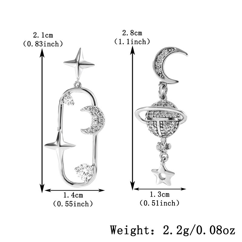 Universe Pattern Three-dimensional Earrings For Women, Electroplated Copper With Golden Plated Finish And Zircon Inlay 2