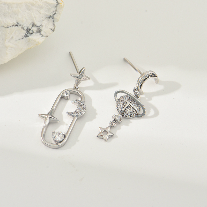 Universe Pattern Three-dimensional Earrings For Women, Electroplated Copper With Golden Plated Finish And Zircon Inlay 4