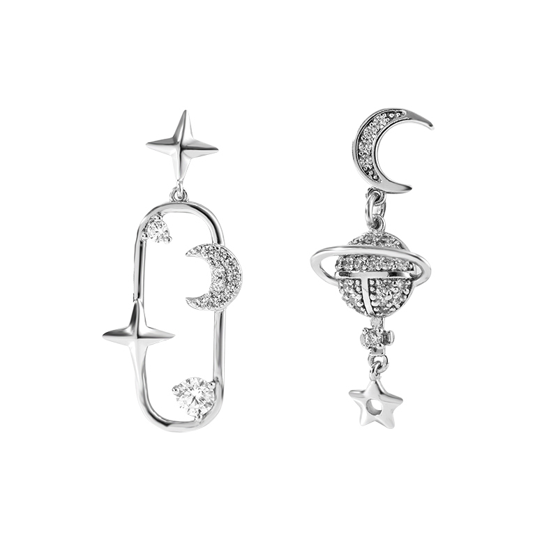 Universe Pattern Three-dimensional Earrings For Women, Electroplated Copper With Golden Plated Finish And Zircon Inlay 8